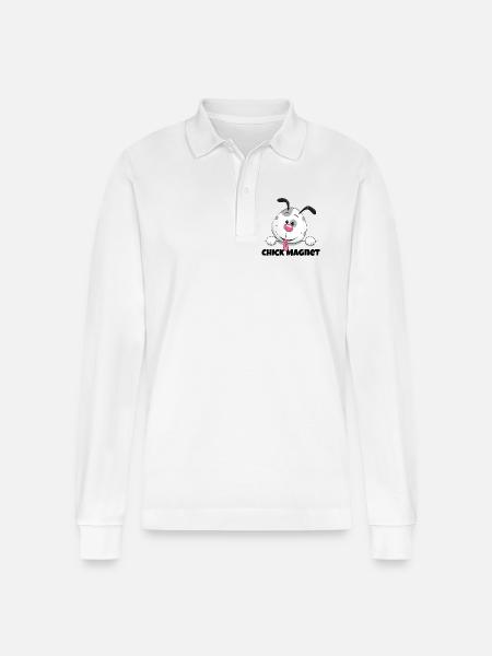 Dalmatinerwelpe-Mischief Cartoon - Stanley/Stella Unisex Bio-Langarm-Poloshirt Prepster - Weiß