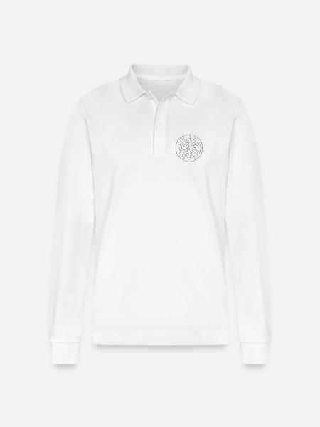 Sonnengeometrisches Labyrinth Blau-Grün - Stanley/Stella Unisex Bio-Langarm-Poloshirt Prepster - Weiß