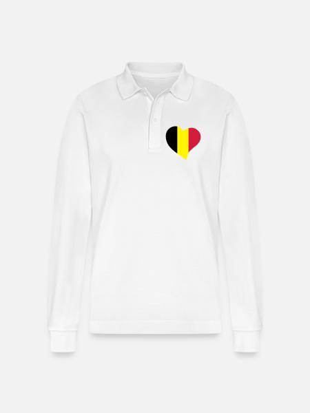 Belgian heart - Stanley/Stella Organic Unisex Long-Sleeved Polo Shirt Prepster - white
