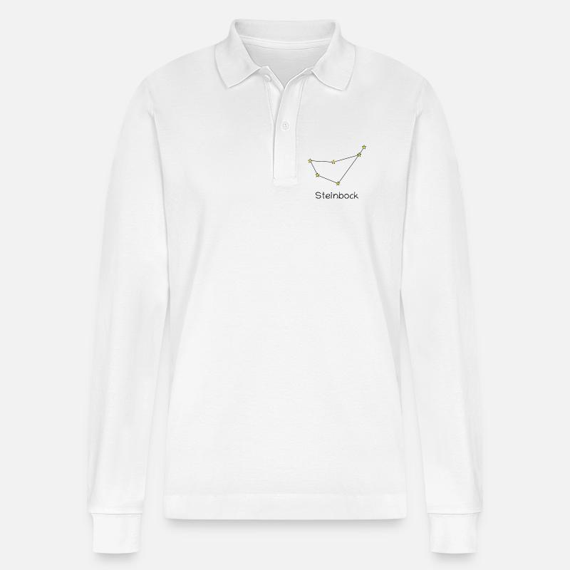 Sternzeichen Steinbock - Stanley/Stella Unisex Bio-Langarm-Poloshirt Prepster - Weiß