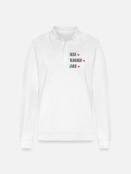 Teacher - Stanley/Stella Organic Unisex Long-Sleeved Polo Shirt Prepster - white