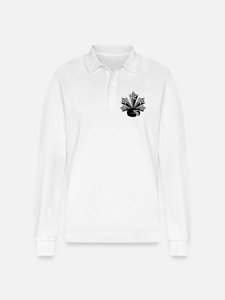 Cheese five radiating stars - Stanley/Stella Organic Unisex Long-Sleeved Polo Shirt Prepster - white