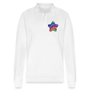 Groovy Tie Dye Stern - Stanley/Stella Unisex Bio-Langarm-Poloshirt Prepster - Weiß - Vorne - Anna (173cm) & Nico (186cm)