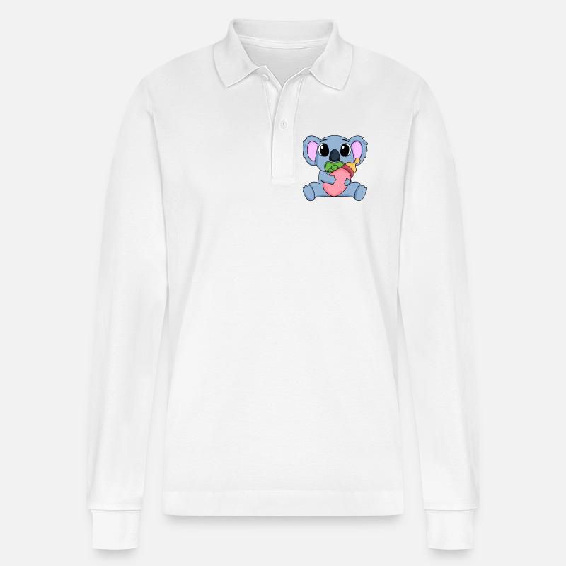 Baby Koala Motiv Koalabär - Stanley/Stella Unisex Bio-Langarm-Poloshirt Prepster - Weiß