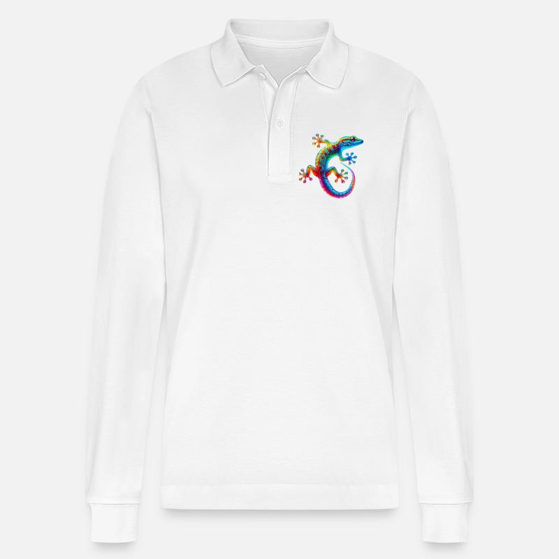 Gecko - Stanley/Stella Unisex Bio-Langarm-Poloshirt Prepster - Weiß