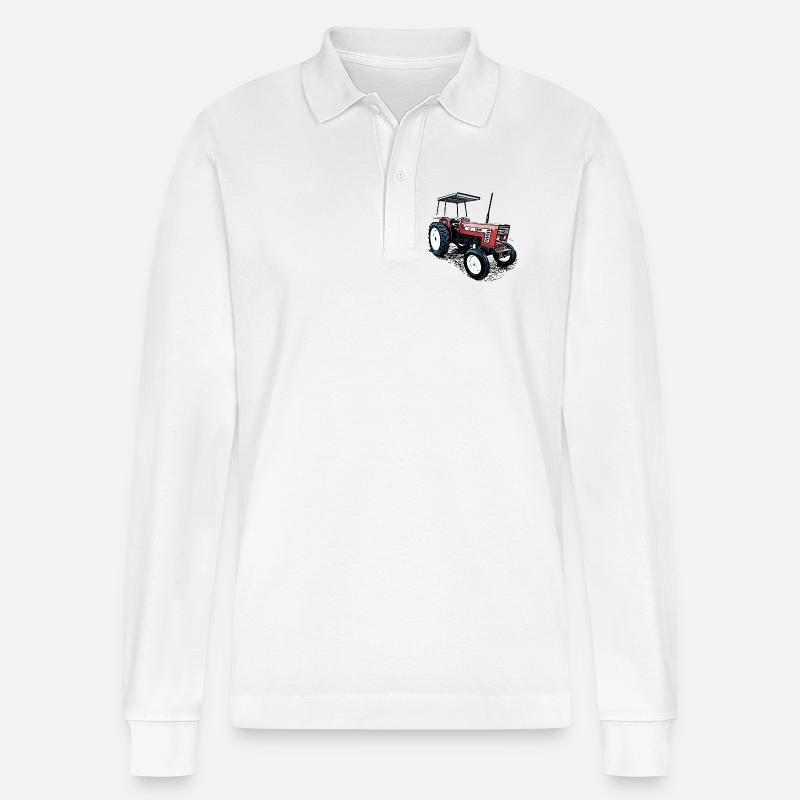 Traktor 666 - Stanley/Stella Unisex Bio-Langarm-Poloshirt Prepster - Weiß