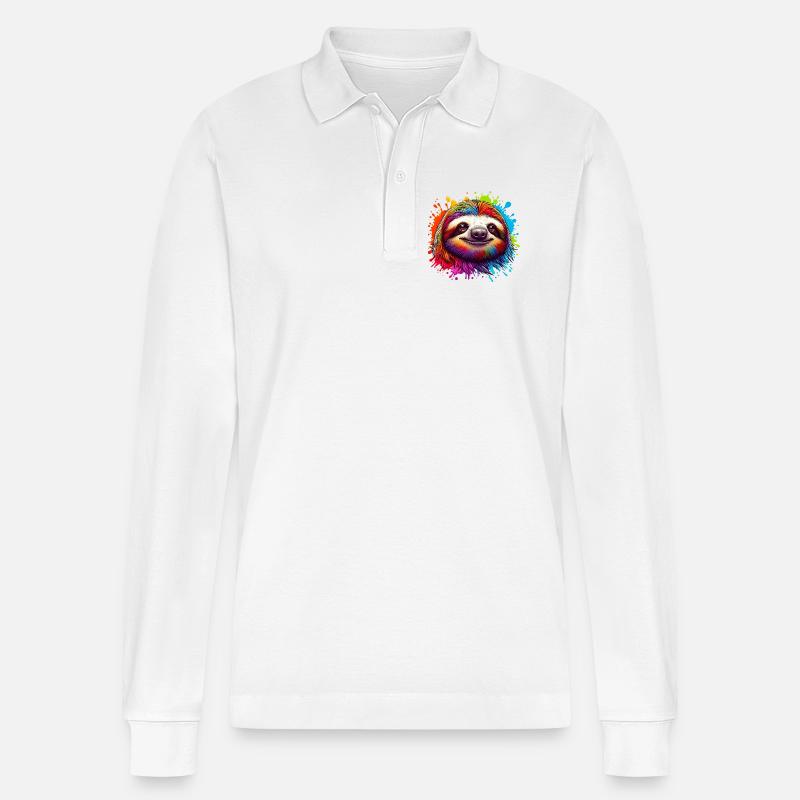 Faultier - Stanley/Stella Unisex Bio-Langarm-Poloshirt Prepster - Weiß