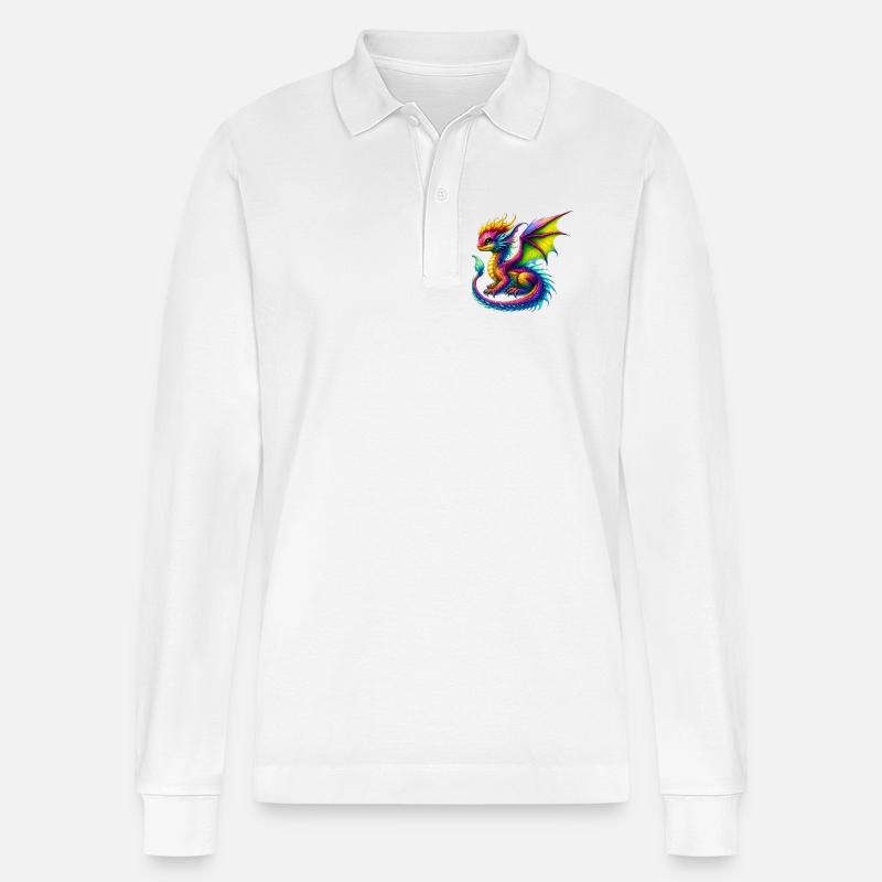 Drache - Stanley/Stella Unisex Bio-Langarm-Poloshirt Prepster - Weiß