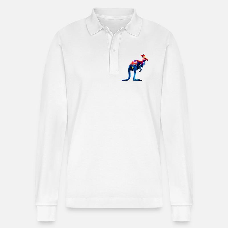 Känguru - Stanley/Stella Unisex Bio-Langarm-Poloshirt Prepster - Weiß