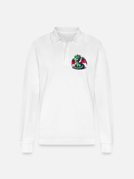 Drache - Stanley/Stella Unisex Bio-Langarm-Poloshirt Prepster - Weiß