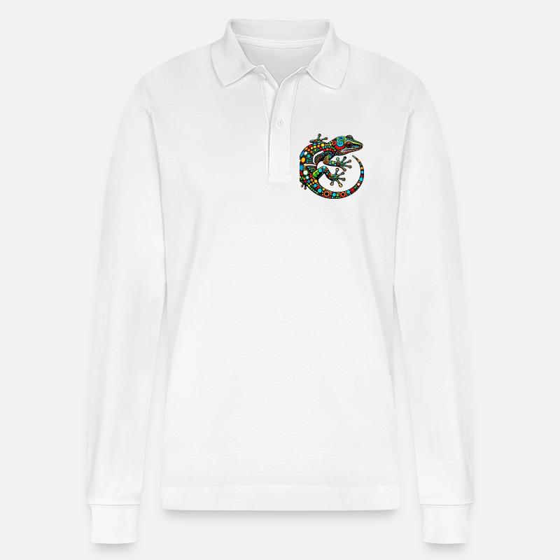 Gecko - Stanley/Stella Unisex Bio-Langarm-Poloshirt Prepster - Weiß