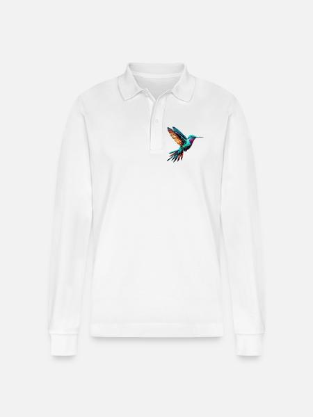 Hummingbird - Stanley/Stella Organic Unisex Long-Sleeved Polo Shirt Prepster - white
