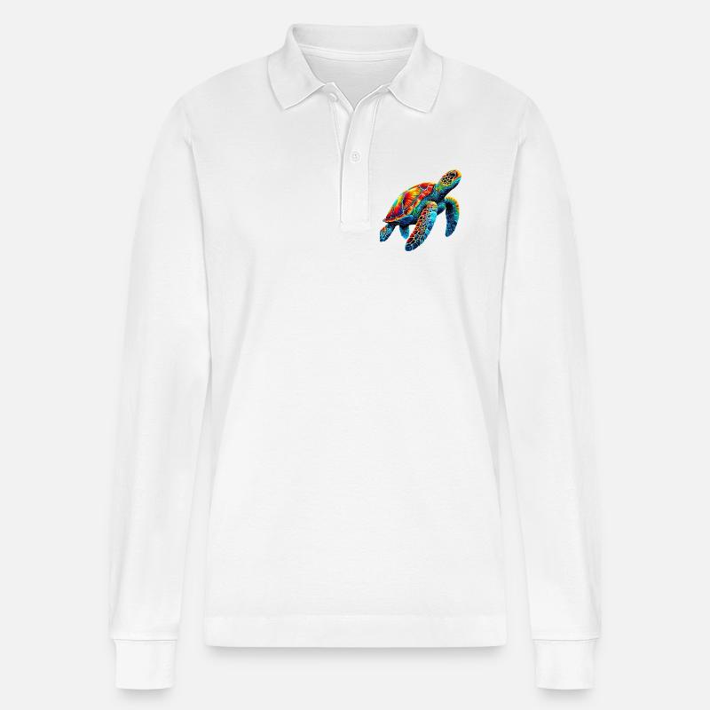 Schildkröte - Stanley/Stella Unisex Bio-Langarm-Poloshirt Prepster - Weiß