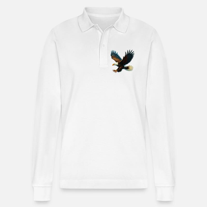 Adler - Stanley/Stella Unisex Bio-Langarm-Poloshirt Prepster - Weiß