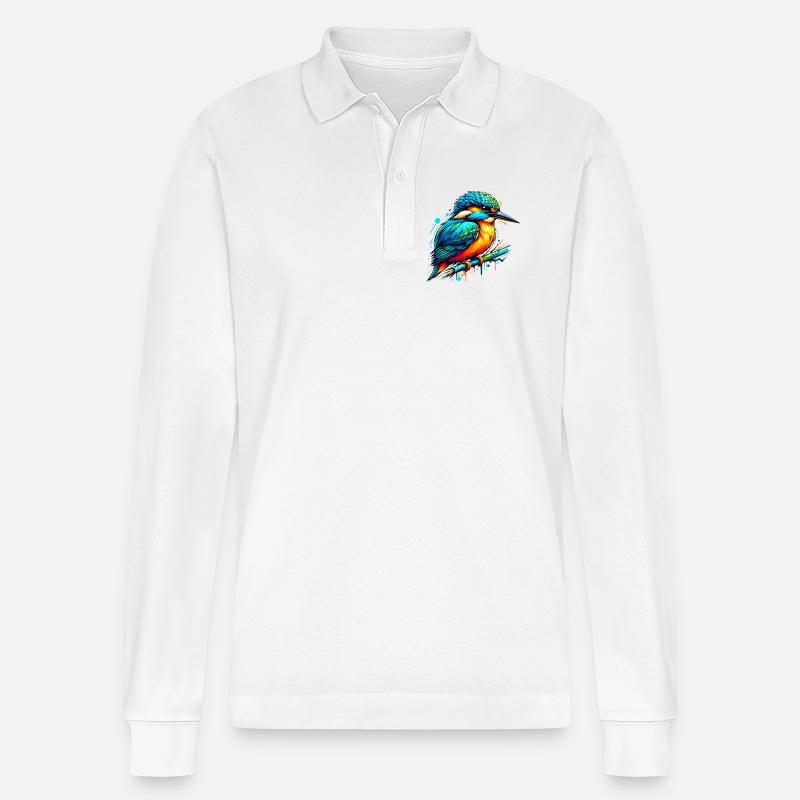 Eisvogel - Stanley/Stella Unisex Bio-Langarm-Poloshirt Prepster - Weiß