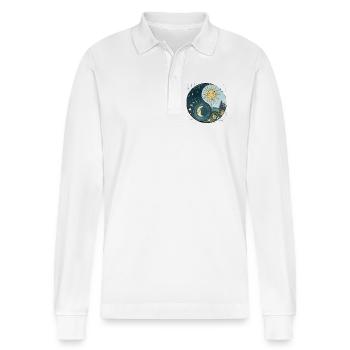 Yin Yang Soleil et Lune Harmonie Céleste - Polo à manches longues bio PREPSTER Stanley/Stella Unisexe - blanc - Devant - Anna (173cm) & Nico (186cm)