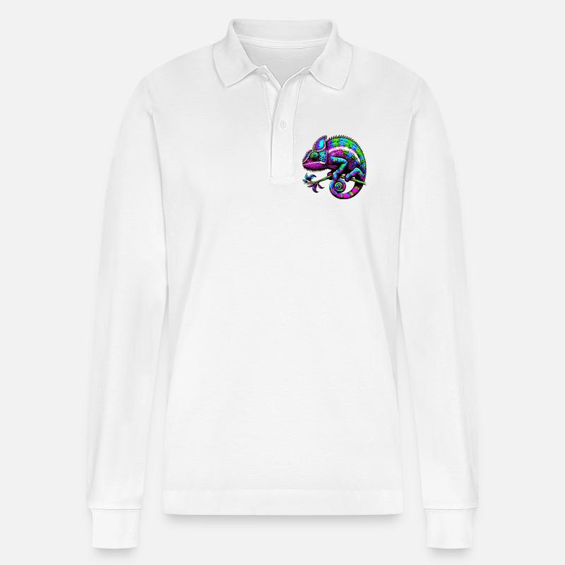 Chamäleon - Stanley/Stella Unisex Bio-Langarm-Poloshirt Prepster - Weiß