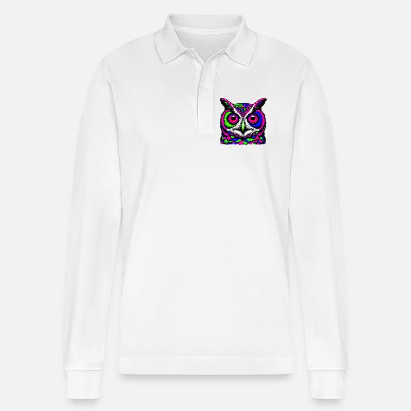 Eule - Stanley/Stella Unisex Bio-Langarm-Poloshirt Prepster - Weiß