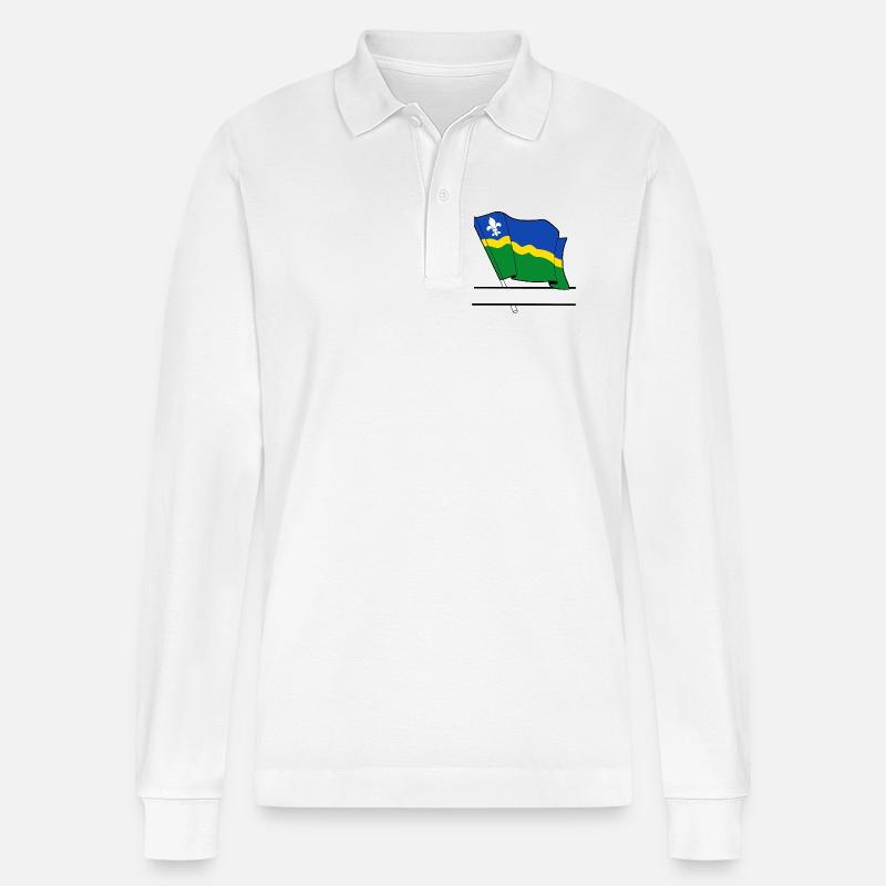 Drapeau Flevoland bannière de texte - Polo à manches longues bio PREPSTER Stanley/Stella Unisexe - blanc