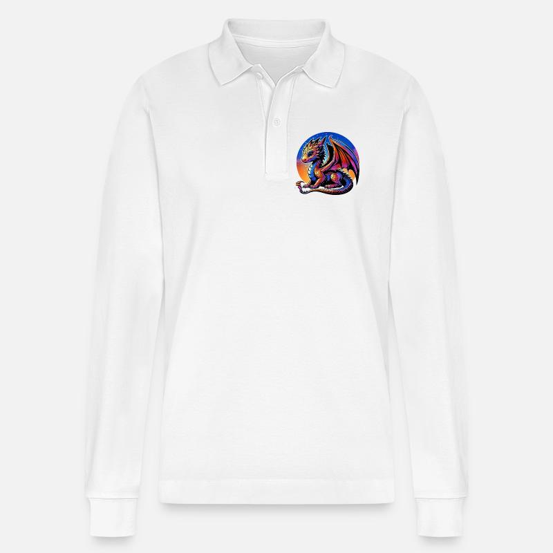 Drache - Stanley/Stella Unisex Bio-Langarm-Poloshirt Prepster - Weiß