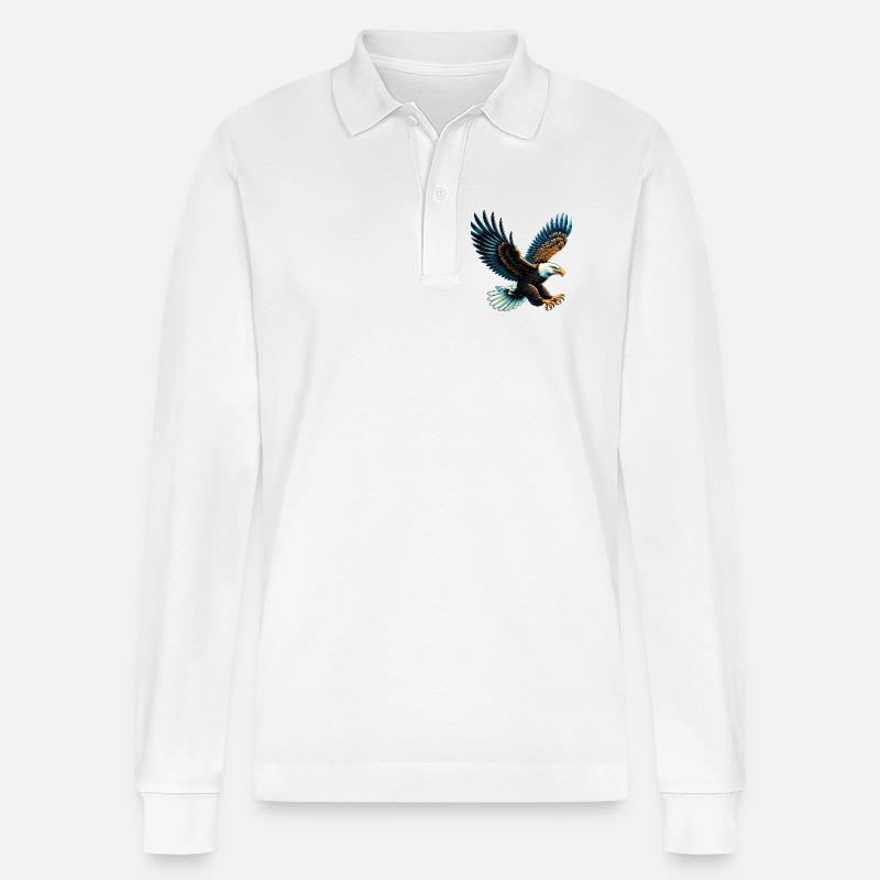 Adler - Stanley/Stella Unisex Bio-Langarm-Poloshirt Prepster - Weiß