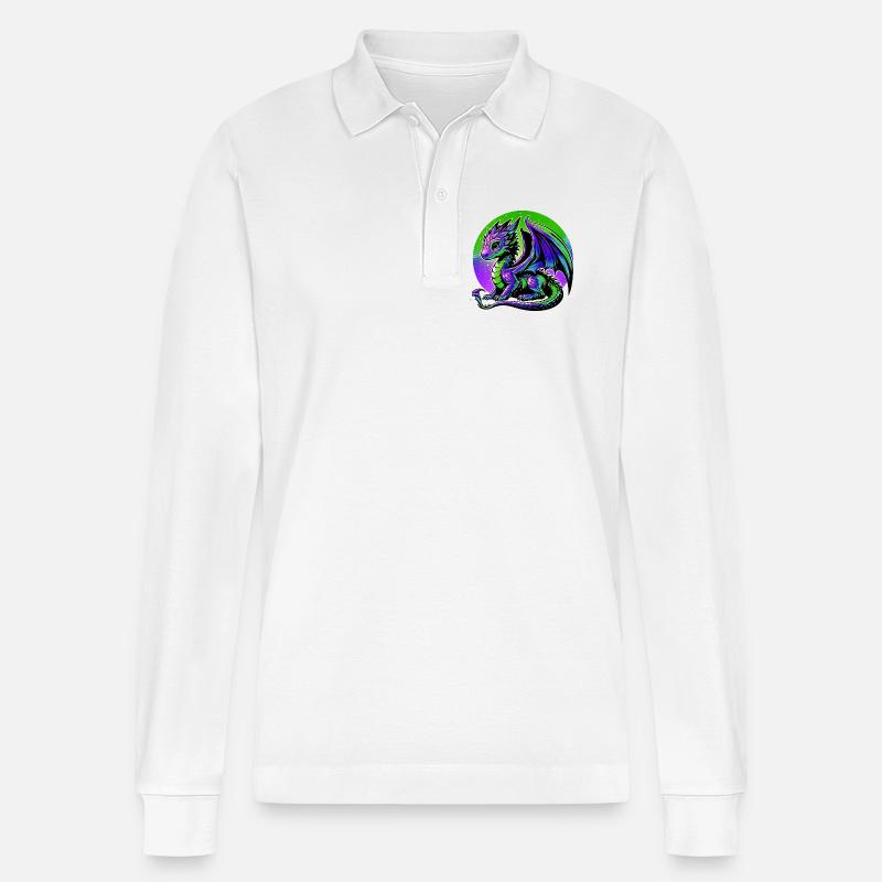 Drache - Stanley/Stella Unisex Bio-Langarm-Poloshirt Prepster - Weiß