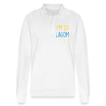 Lagom Sverige Suède - Polo à manches longues bio PREPSTER Stanley/Stella Unisexe - blanc - Devant - Anna (173cm) & Nico (186cm)