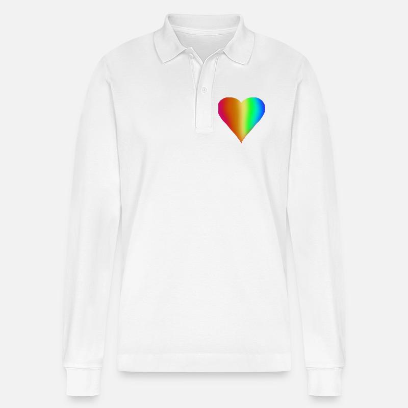 Das Regenbogenherz - Stanley/Stella Unisex Bio-Langarm-Poloshirt Prepster - Weiß