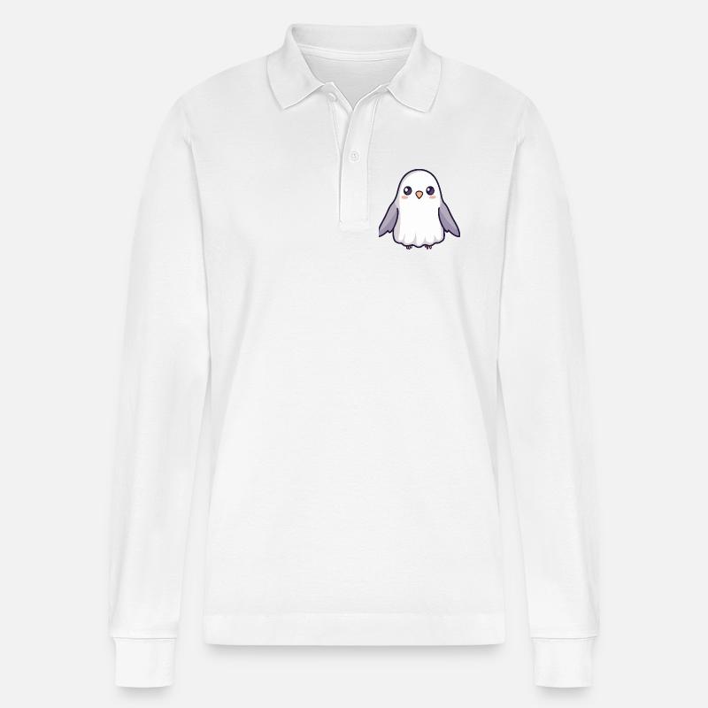 Taube Vogel Halloween Geist - Stanley/Stella Unisex Bio-Langarm-Poloshirt Prepster - Weiß