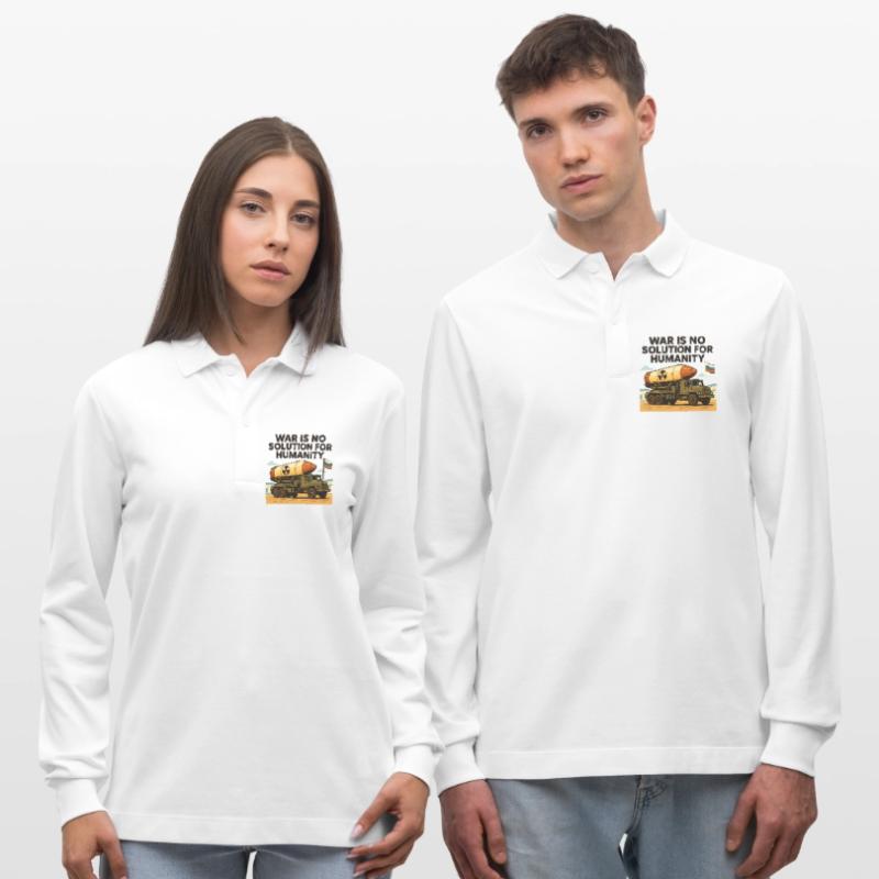 War is not a solution Stanley/Stella Organic Unisex Long-Sleeved Polo Shirt Prepster