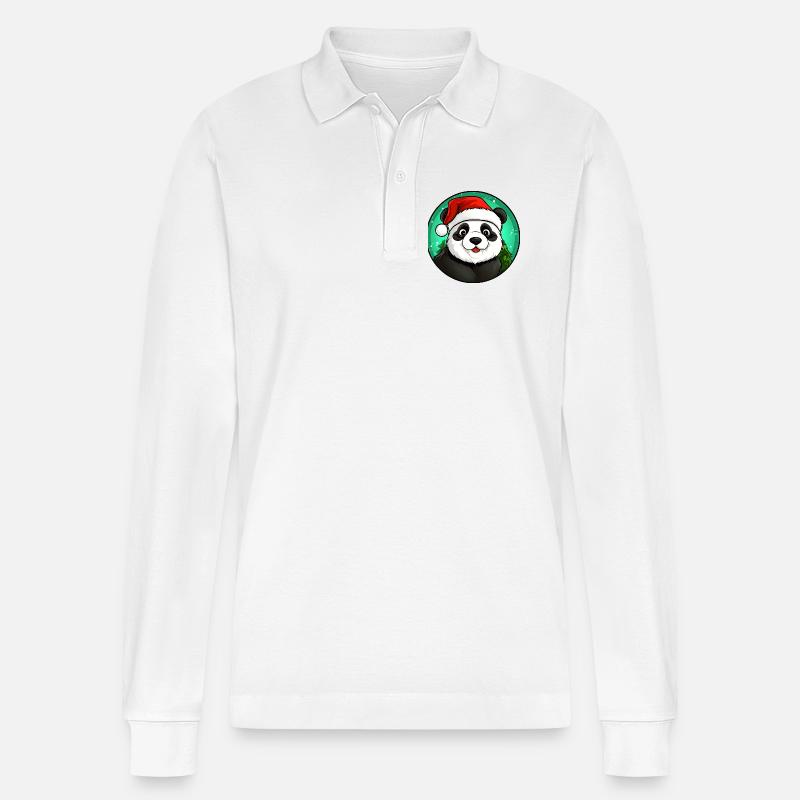 Panda Weihnachtsmann - Stanley/Stella Unisex Bio-Langarm-Poloshirt Prepster - Weiß