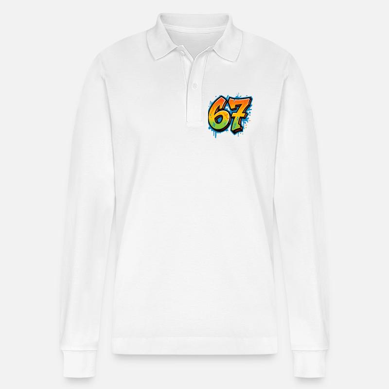 Six Seven Graffity - Stanley/Stella Unisex Bio-Langarm-Poloshirt Prepster - Weiß