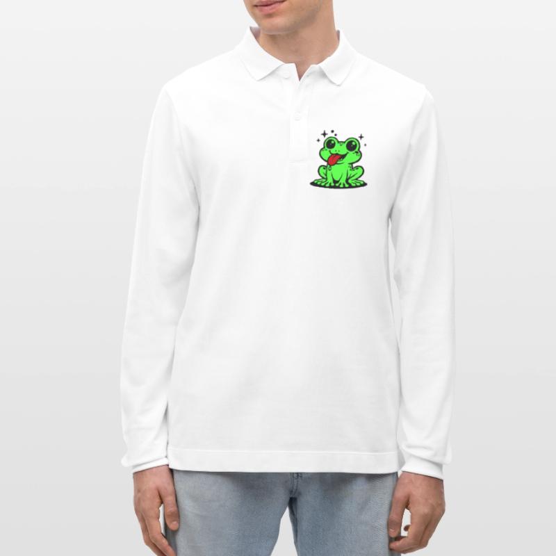 Toad Comic Frog Stanley/Stella Organic Unisex Long-Sleeved Polo Shirt Prepster