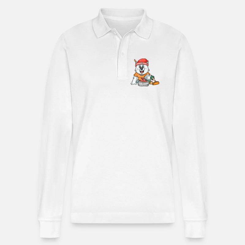 Curlingspieler Eisbär - Stanley/Stella Unisex Bio-Langarm-Poloshirt Prepster - Weiß