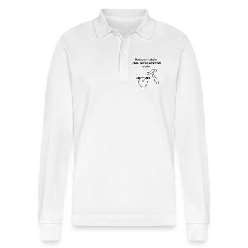 Endliche Rente - Stanley/Stella Unisex Bio-Langarm-Poloshirt Prepster - Weiß - Vorne - Anna (173cm) & Nico (186cm)