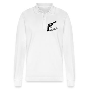 Pièce de fusil revolver - Paix - Polo à manches longues bio PREPSTER Stanley/Stella Unisexe - blanc - Devant - Anna (173cm) & Nico (186cm)