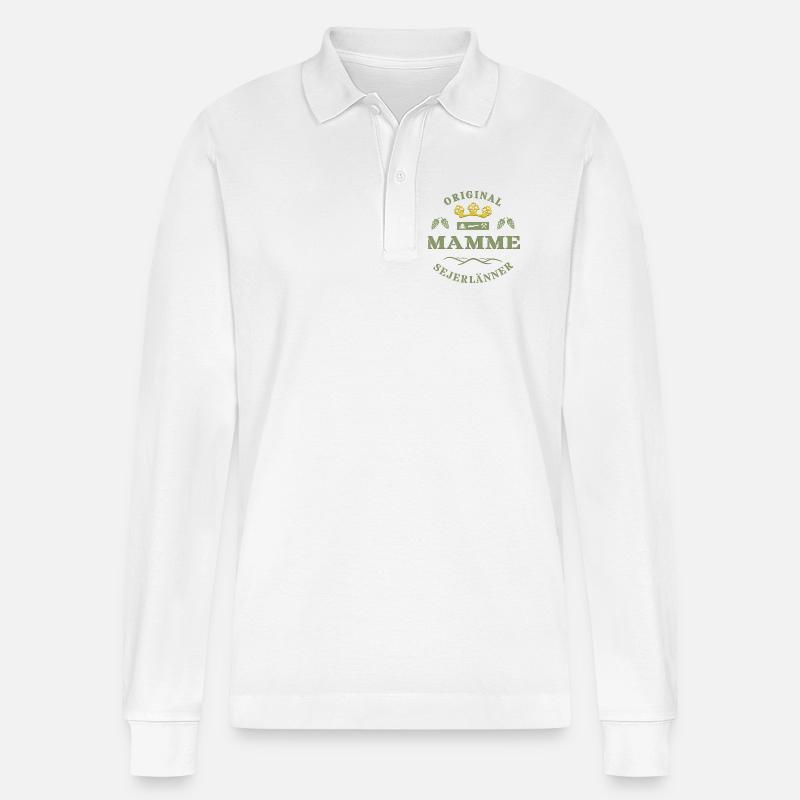 Sejerlänner Mamme Siegerländer Mutter Krönchen - Stanley/Stella Unisex Bio-Langarm-Poloshirt Prepster - Weiß