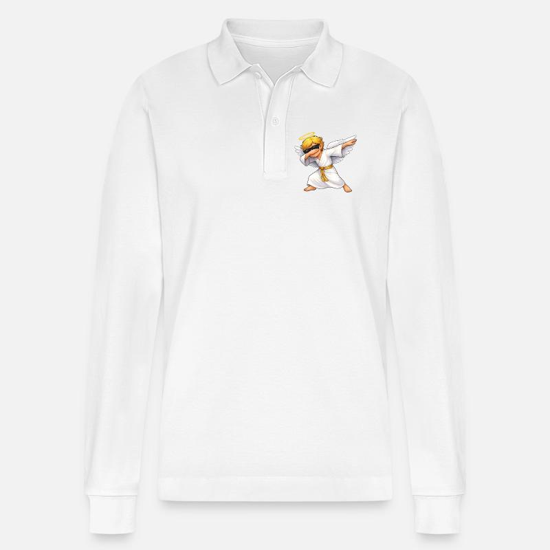 Dabbing Engel - Stanley/Stella Unisex Bio-Langarm-Poloshirt Prepster - Weiß