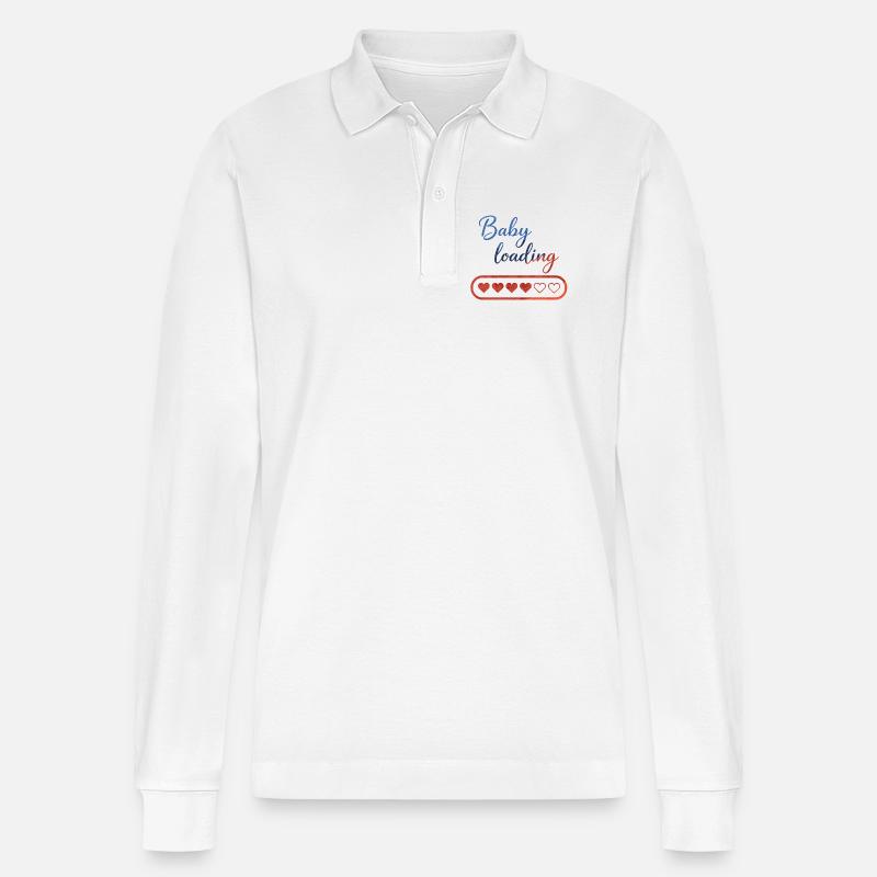 Baby Loading: Herz-Countdown - Stanley/Stella Unisex Bio-Langarm-Poloshirt Prepster - Weiß
