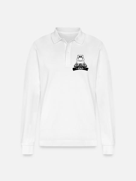 hippo_dj - Stanley/Stella Organic Unisex Long-Sleeved Polo Shirt Prepster - white