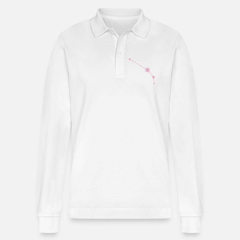 Widderstern Sternbild Tierkreiszeichen Pastellrosa - Stanley/Stella Unisex Bio-Langarm-Poloshirt Prepster - Weiß