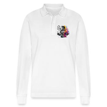 Libra Men – Astrology Gift - Stanley/Stella Organic Unisex Long-Sleeved Polo Shirt Prepster - white - Front - Anna (173cm) & Nico (186cm)