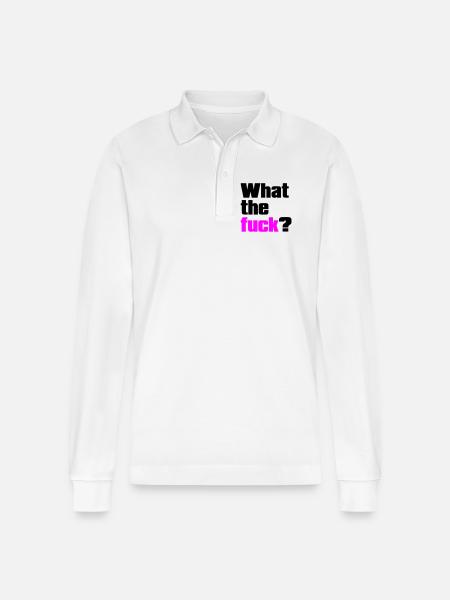 what the fuck ? - Stanley/Stella Organic Unisex Long-Sleeved Polo Shirt Prepster - white