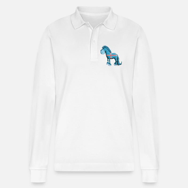 Der Isländer ist da - Stanley/Stella Unisex Bio-Langarm-Poloshirt Prepster - Weiß