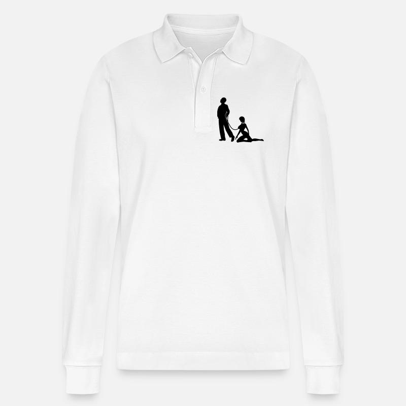 Frau an der Leine Junggesellen - Stanley/Stella Unisex Bio-Langarm-Poloshirt Prepster - Weiß