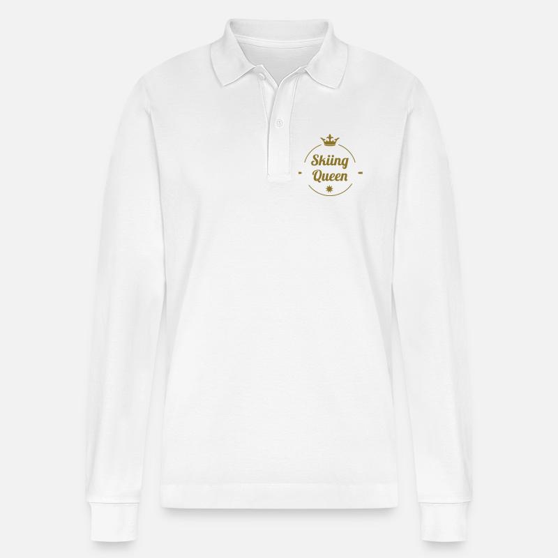 Skiing Queen - Stanley/Stella Unisex Bio-Langarm-Poloshirt Prepster - Weiß