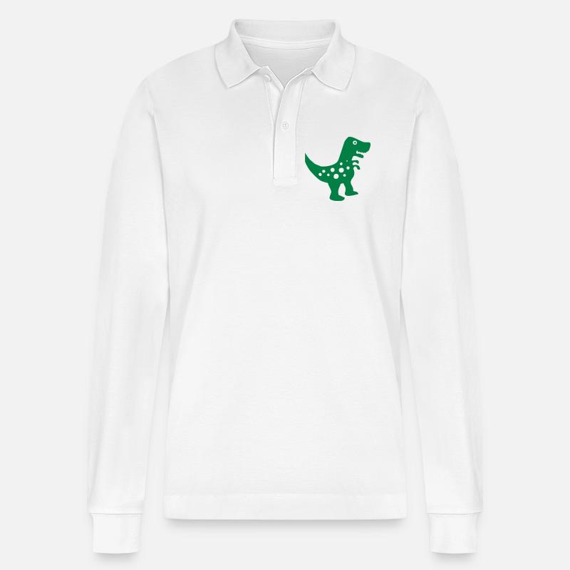 dinosaurier urtier tier lustig - Stanley/Stella Unisex Bio-Langarm-Poloshirt Prepster - Weiß