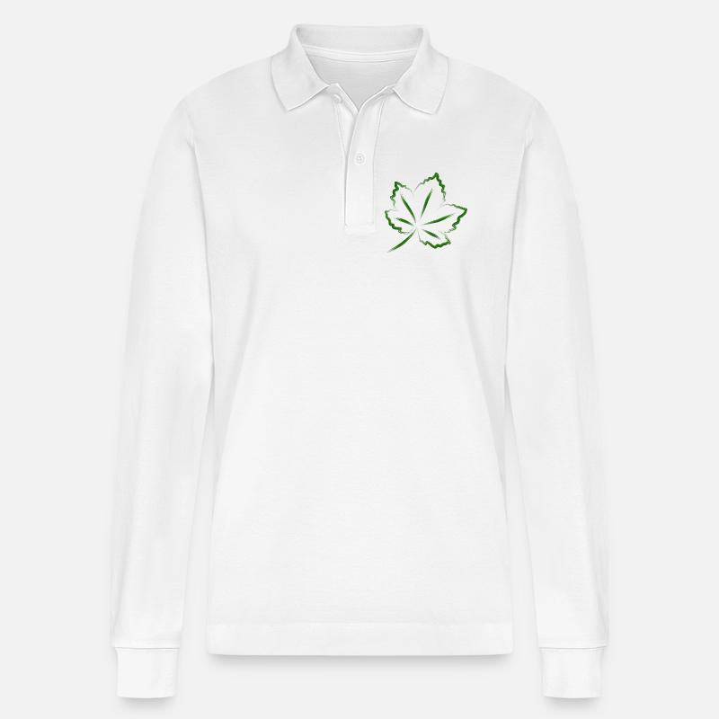 Dekoratives Blatt - Stanley/Stella Unisex Bio-Langarm-Poloshirt Prepster - Weiß