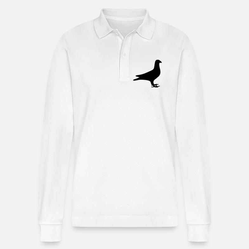 Taube, Birne - Stanley/Stella Unisex Bio-Langarm-Poloshirt Prepster - Weiß