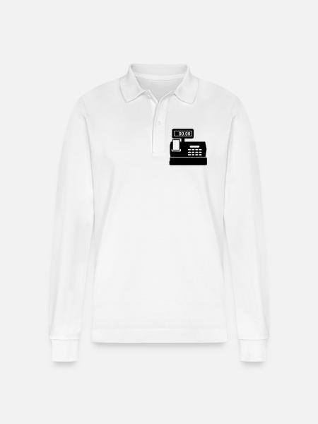 Kasse für Supermarkt - Stanley/Stella Unisex Bio-Langarm-Poloshirt Prepster - Weiß
